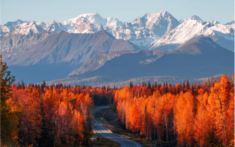 mountain range in autumn